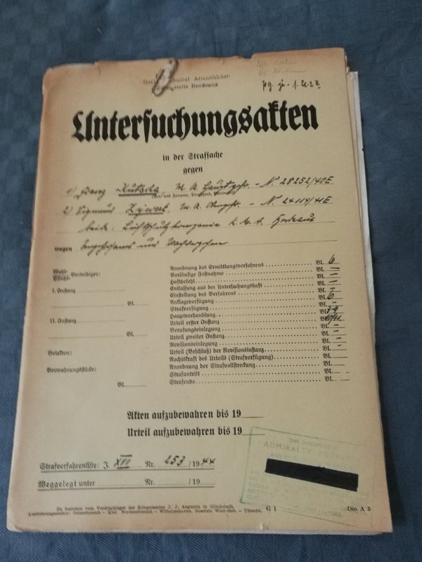 Kriegsmarine original War Court file Bordeaux 1944 guard failure ww2