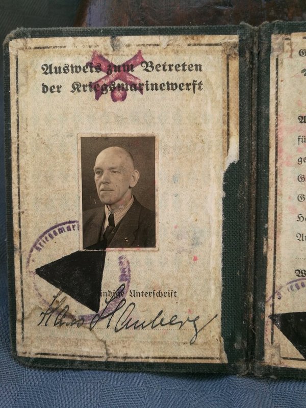 Original Dienstausweis Kriegsmarinewerft Wilhelmshaven 2wk