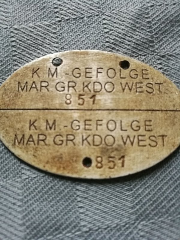 Kriegsmarine Erkennungsmarke Gefolge  2wk