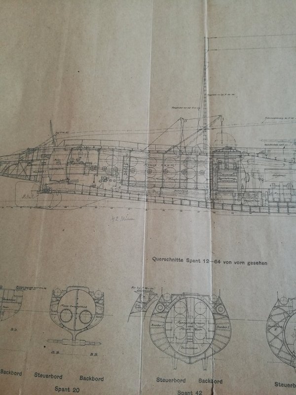 Kaiserliche Marine original Einrichtungspläne U-Boot wk1