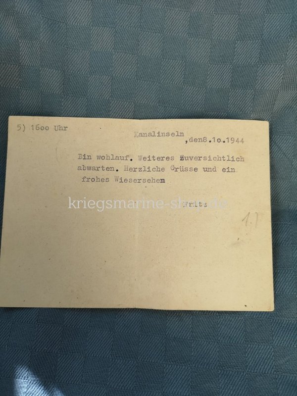 Original Kriegsmarine Funk-Feldpostkarte Kanalinseln 2wk