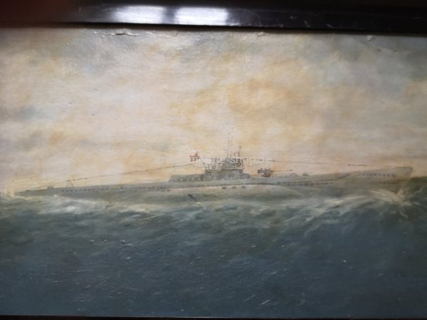 Kriegsmarine Ölbild U-Boot VII/D 1942