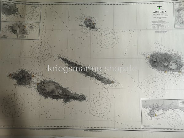 Kriegsmarine nautische Karte Azoren 2wk