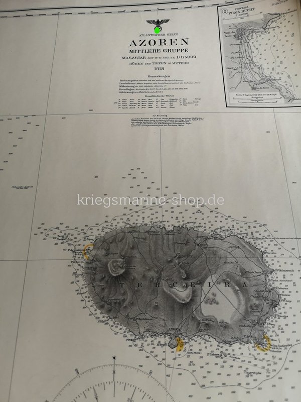 Kriegsmarine nautical chart Azores ww2