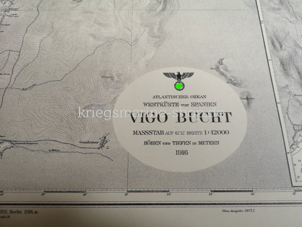 Kriegsmarine nautische Karte Vigo Bucht 2wk
