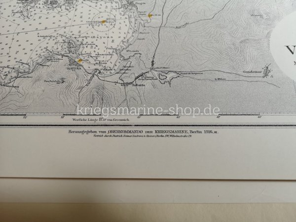 Kriegsmarine nautische Karte Vigo Bucht 2wk