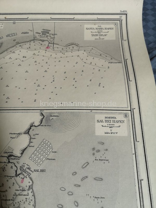 Kriegsmarine nautische Karte Kap Verde Inseln 2wk