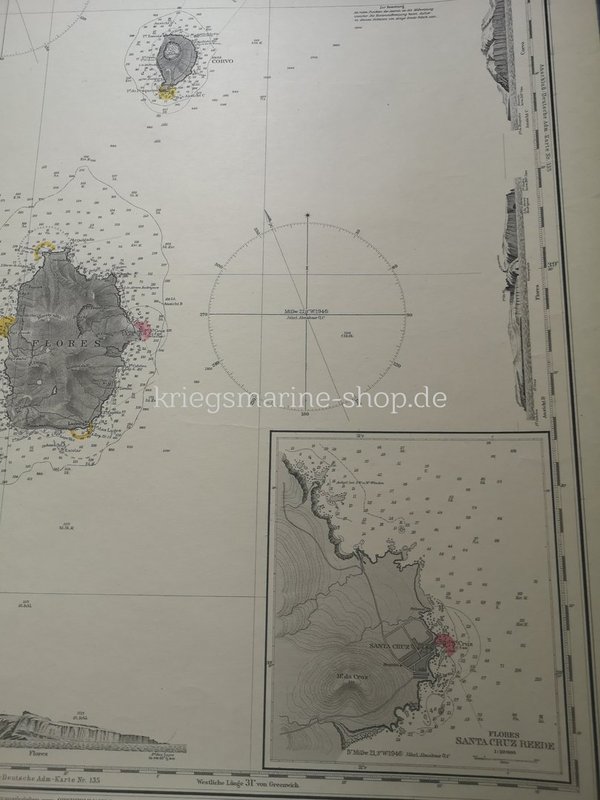 Kriegsmarine nautical chart Azores West-Group ww2