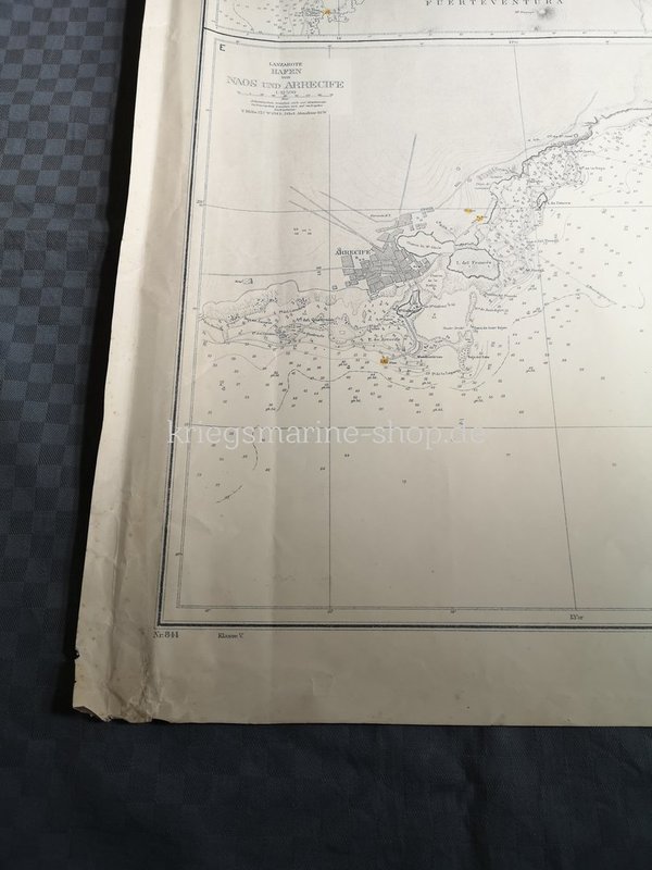 Kriegsmarine nautische Karte Ankerplätze Kanarische Inseln 2wk