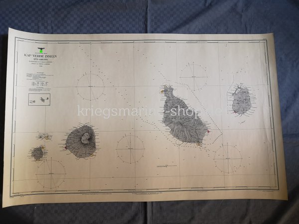 Kriegsmarine nautische Karte Kap Verde Inseln Süd 2wk