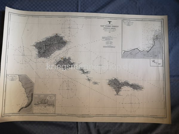 Kriegsmarine nautic chart Cape Verde Islands northwest ww2