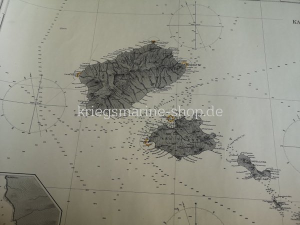 Kriegsmarine nautische Karte Kap Verde Inseln Nordwest 2wk