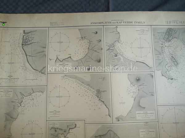 Kriegsmarine nautical chart anchorages Cape Verde Islands ww2