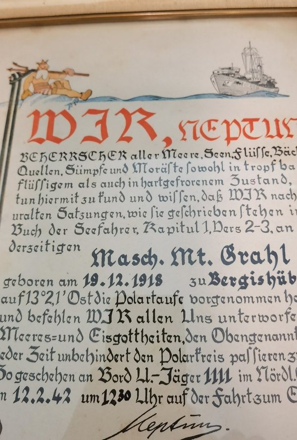 Kriegsmarine Polar Certificate ww2