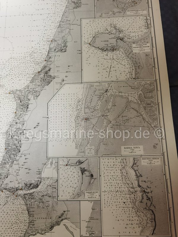 Kriegsmarine nautische Karte Westküste Portugal 2wk