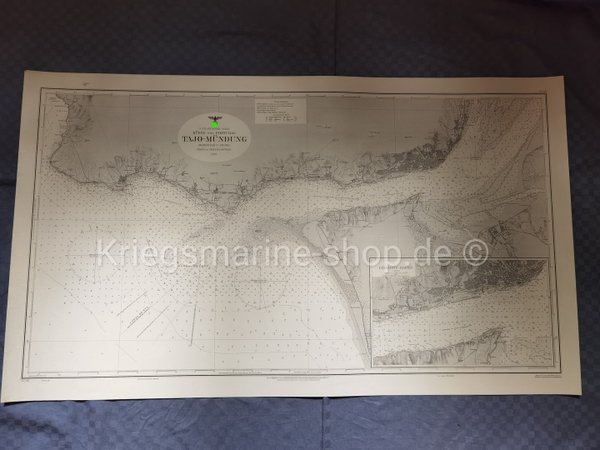 Kriegsmarine nautische Karte Tajo Mündung 2wk