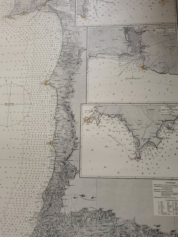 Kriegsmarine nautical chart Lisbon to Cape St. Maria ww2