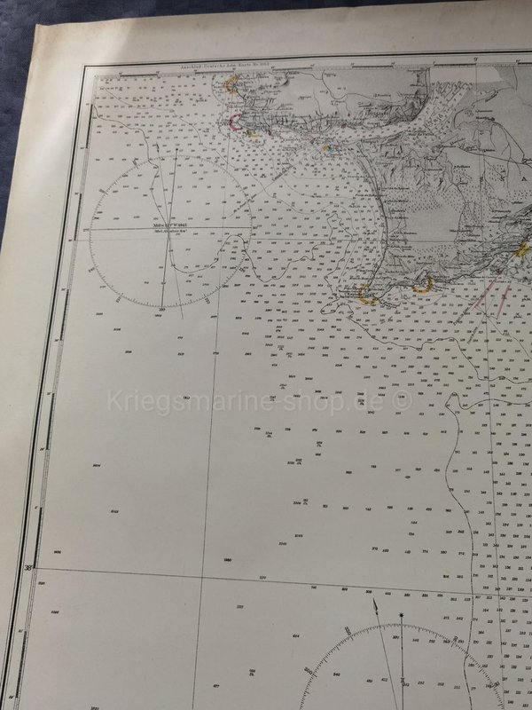 Kriegsmarine nautische Karte Lissabon bis Kap St. Maria 2wk