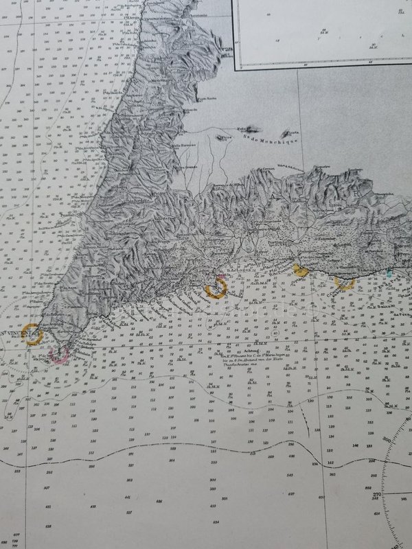 Kriegsmarine nautical chart Lisbon to Cape St. Maria ww2
