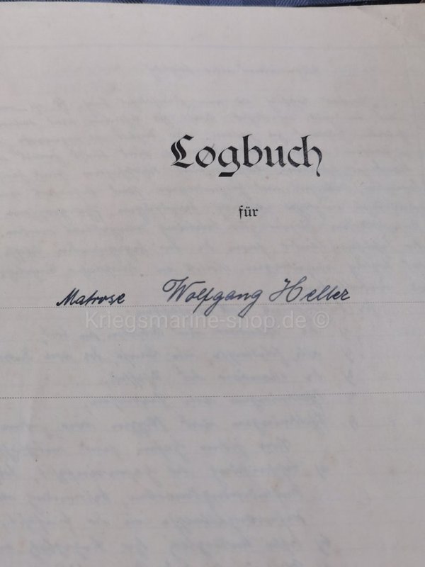 Reichsmarine Logbuch "Niobe" Wolfgang Heller