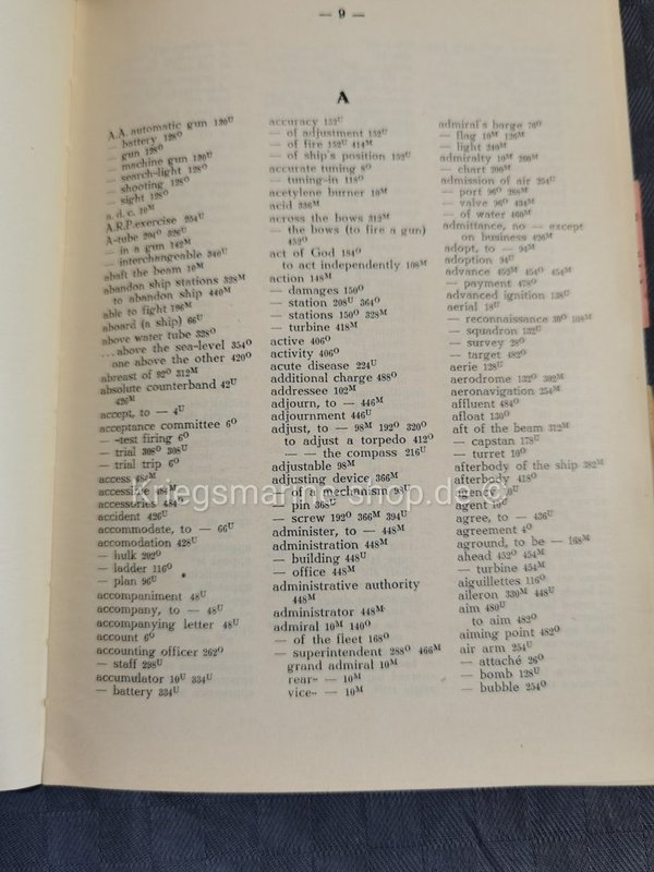 Kriegsmarine Wörterbuch fünfsprachig 2wk